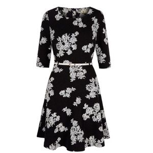 B+W Floral Skater Dress XL